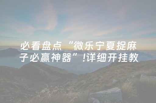 必看盘点“微乐宁夏捉麻子必赢神器”!详细开挂教程-抖音