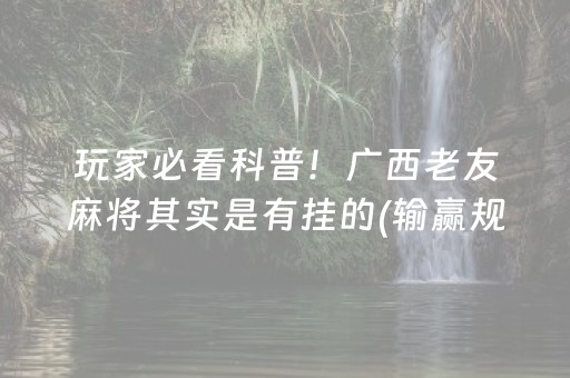 玩家必看科普！广西老友麻将其实是有挂的(输赢规律技巧)