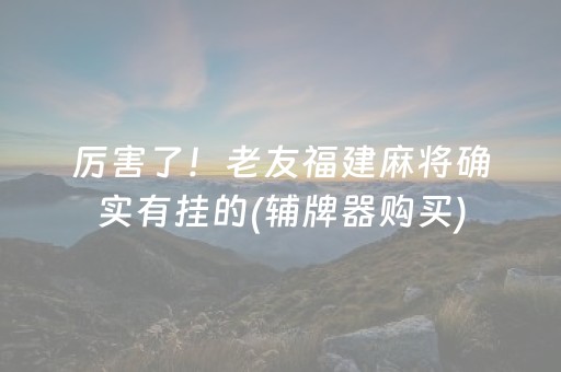 厉害了！老友福建麻将确实有挂的(辅牌器购买)