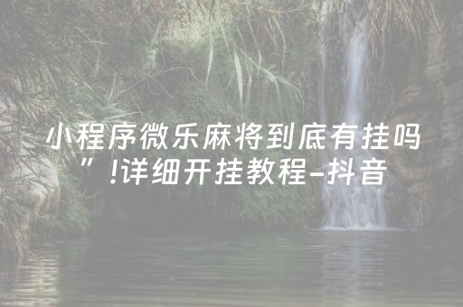 小程序微乐麻将到底有挂吗”!详细开挂教程-抖音