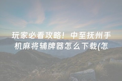 玩家必看攻略！中至抚州手机麻将辅牌器怎么下载(怎么设置会赢)