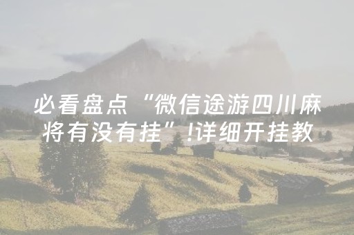 必看盘点“微信途游四川麻将有没有挂”!详细开挂教程-抖音