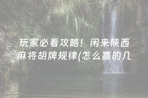 玩家必看攻略！闲来陕西麻将胡牌规律(怎么赢的几率大)