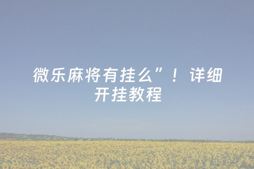 微乐麻将有挂么”！详细开挂教程（确实真的有挂)-抖音