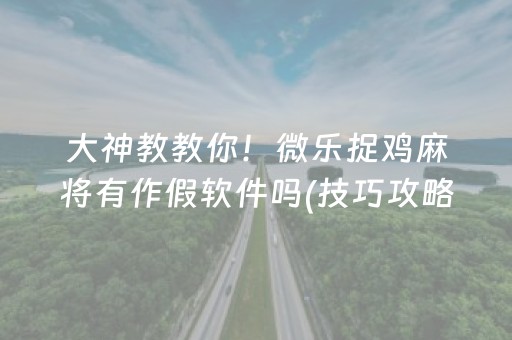 大神教教你！微乐捉鸡麻将有作假软件吗(技巧攻略怎样拿好牌)