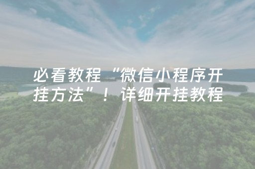 必看教程“微信小程序开挂方法”！详细开挂教程（确实真的有挂)-抖音