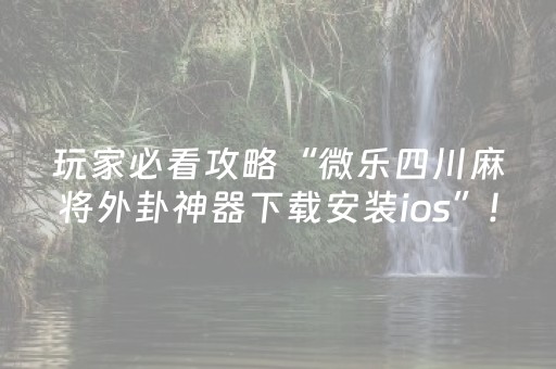 玩家必看攻略“微乐四川麻将外卦神器下载安装ios”!专业师傅带你一起了解（详细教程）-抖音