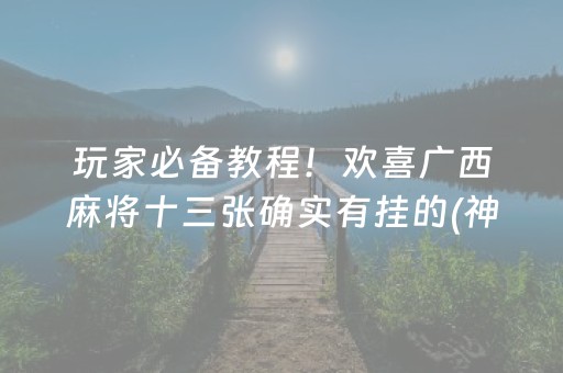 玩家必备教程！欢喜广西麻将十三张确实有挂的(神器软件)