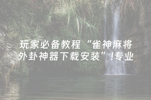 玩家必备教程“雀神麻将外卦神器下载安装”!专业师傅带你一起了解（详细教程）-抖音