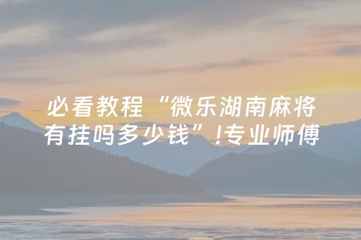 必看教程“微乐湖南麻将有挂吗多少钱”!专业师傅带你一起了解（详细教程）-抖音