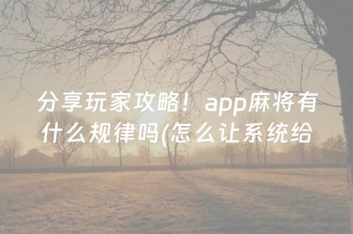 分享玩家攻略！app麻将有什么规律吗(怎么让系统给好牌)