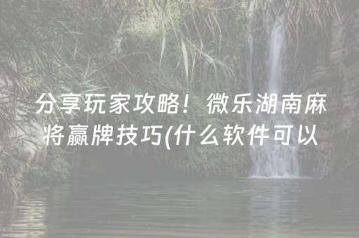 分享玩家攻略！微乐湖南麻将赢牌技巧(什么软件可以赢)