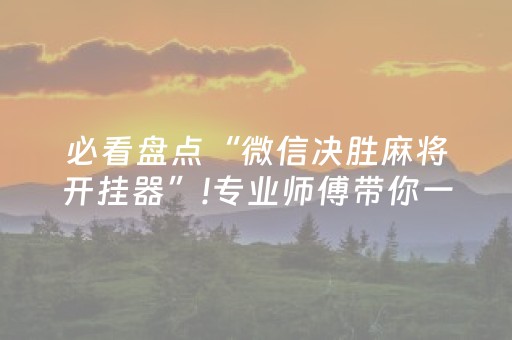 必看盘点“微信决胜麻将开挂器”!专业师傅带你一起了解（详细教程）-抖音