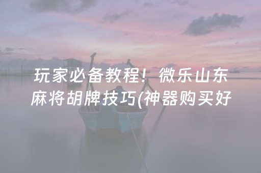 玩家必备教程！微乐山东麻将胡牌技巧(神器购买好牌规律)