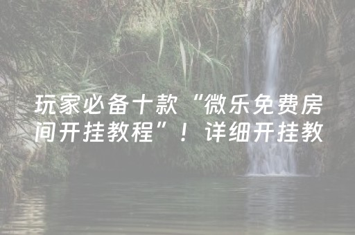 玩家必备十款“微乐免费房间开挂教程”！详细开挂教程（确实真的有挂)-抖音