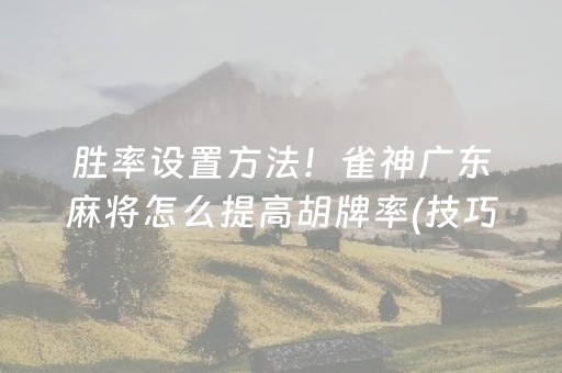 胜率设置方法！雀神广东麻将怎么提高胡牌率(技巧攻略怎样拿好牌)