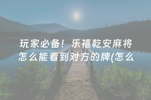 玩家必备！乐禧乾安麻将怎么能看到对方的牌(怎么让牌变好)