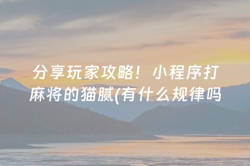 分享玩家攻略！小程序打麻将的猫腻(有什么规律吗)