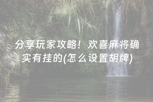 分享玩家攻略！欢喜麻将确实有挂的(怎么设置胡牌)