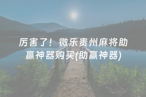 厉害了！微乐贵州麻将助赢神器购买(助赢神器)