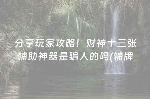 分享玩家攻略！财神十三张辅助神器是骗人的吗(辅牌器购买)