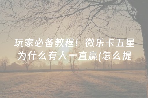 玩家必备教程！微乐卡五星为什么有人一直赢(怎么提高好牌率)