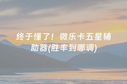 终于懂了！微乐卡五星辅助器(胜率到哪调)