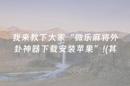 我来教下大家“微乐麻将外卦神器下载安装苹果”!(其实确实有挂)-抖音