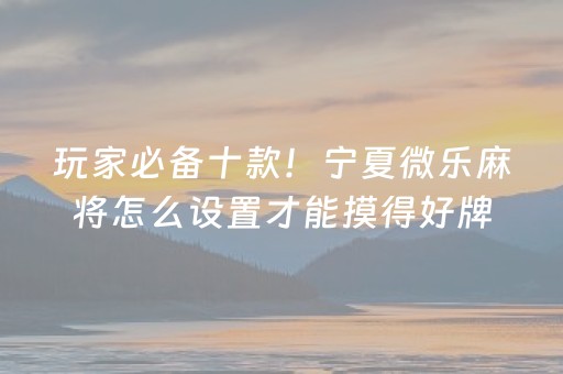 玩家必备十款！宁夏微乐麻将怎么设置才能摸得好牌(赢的技巧提高胜率)