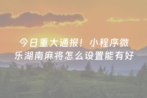 今日重大通报！小程序微乐湖南麻将怎么设置能有好牌(其实是有挂的)