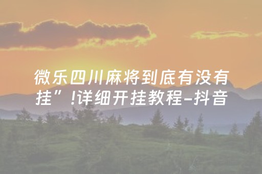 微乐四川麻将到底有没有挂”!详细开挂教程-抖音