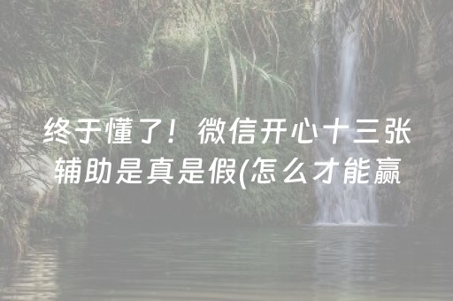 终于懂了！微信开心十三张辅助是真是假(怎么才能赢得多)