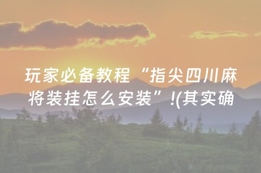 玩家必备教程“指尖四川麻将装挂怎么安装”!(其实确实有挂)-抖音