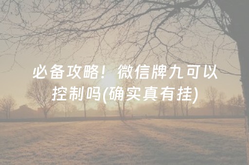 必备攻略！微信牌九可以控制吗(确实真有挂)