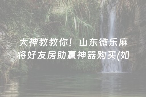 大神教教你！山东微乐麻将好友房助赢神器购买(如何才能打赢)