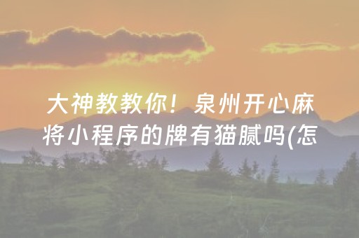 大神教教你！泉州开心麻将小程序的牌有猫腻吗(怎样才能有好牌)