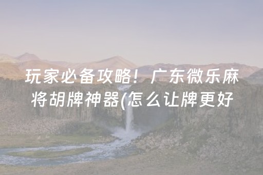 玩家必备攻略！广东微乐麻将胡牌神器(怎么让牌更好)