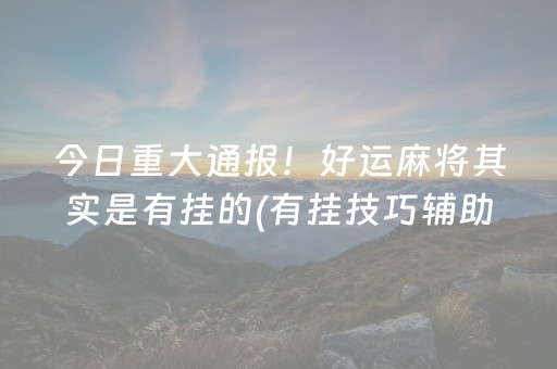 今日重大通报！好运麻将其实是有挂的(有挂技巧辅助器)