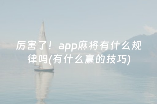 厉害了！app麻将有什么规律吗(有什么赢的技巧)