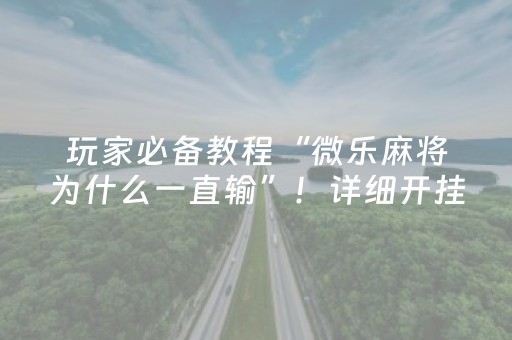 玩家必备教程“微乐麻将为什么一直输”！详细开挂教程（确实真的有挂)-抖音