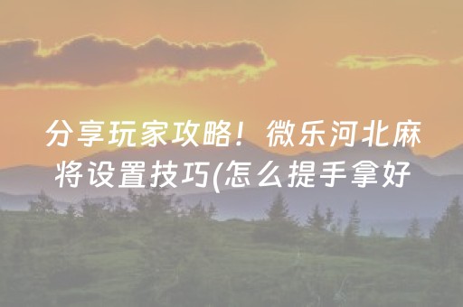 分享玩家攻略！微乐河北麻将设置技巧(怎么提手拿好牌)