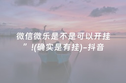 微信微乐是不是可以开挂”!(确实是有挂)-抖音