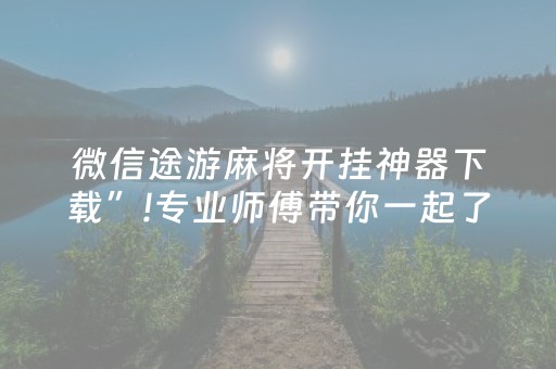 微信途游麻将开挂神器下载”!专业师傅带你一起了解（详细教程）-抖音