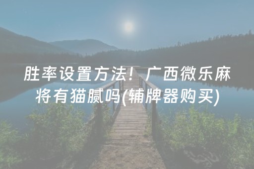 胜率设置方法！广西微乐麻将有猫腻吗(辅牌器购买)