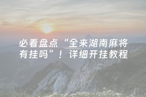 必看盘点“全来湖南麻将有挂吗”！详细开挂教程（确实真的有挂)-抖音