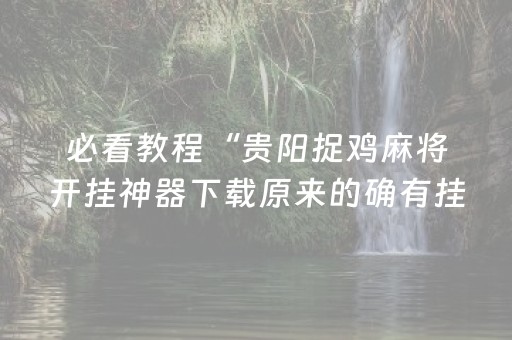 必看教程“贵阳捉鸡麻将开挂神器下载原来的确有挂”!(确实是有挂)-抖音