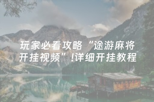 玩家必看攻略“途游麻将开挂视频”!详细开挂教程-抖音