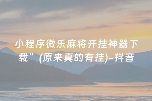 小程序微乐麻将开挂神器下载”(原来真的有挂)-抖音