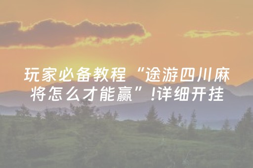 玩家必备教程“途游四川麻将怎么才能赢”!详细开挂教程-抖音