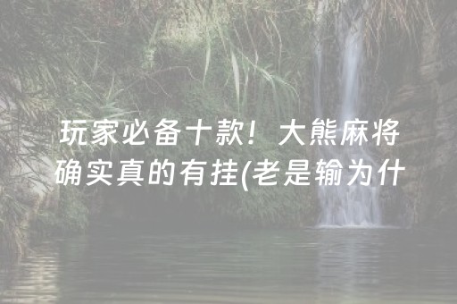 玩家必备十款！大熊麻将确实真的有挂(老是输为什么)